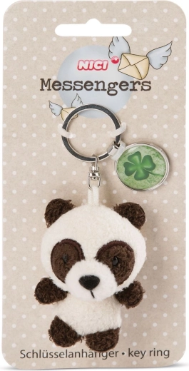 Brelok do kluczy panda 7 cm z zawieszką „symbol czterolistnej koniczyny” - 1 sztuka