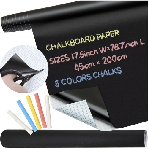 samoprzylepna tablica kredowa XXL 45 × 200 cm z kredami