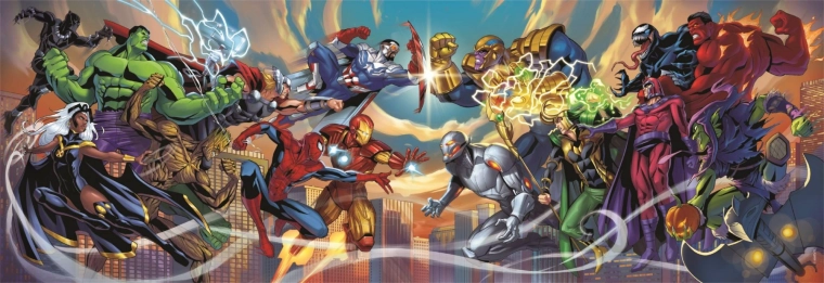 Panoramiczne puzzle Marvel: Bohaterowie vs. złoczyńcy 1000 elementów