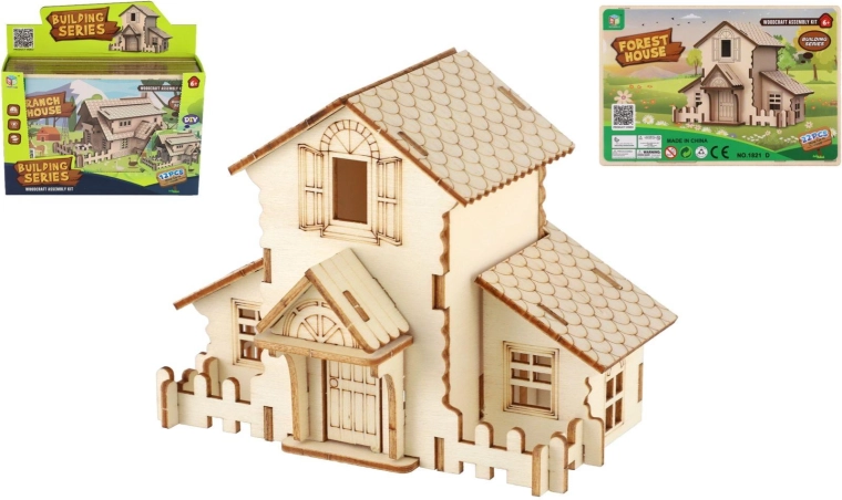 Teddies drewniany model 3D domku, assortyment - 1 sztuka