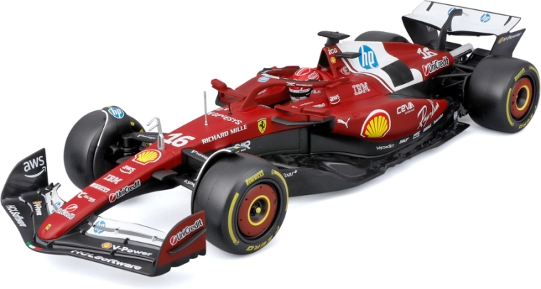 Bburago Ferrari SF-25 2025 model F1 Charles Leclerc 1:18 z hełmem
