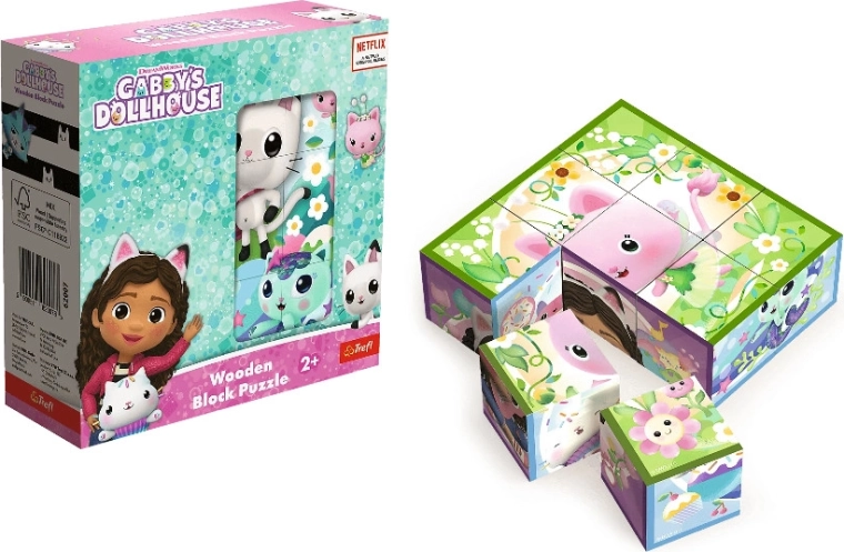 Drewniane puzzle kostkowe Gabby's Dollhouse