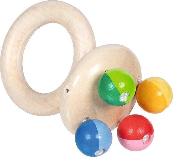 Drewniana grzechotka do ręki touch ring rattle rainbow - 1 szt.
