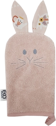 EKO bawełniana myjka z uszkami Bunny rose pink 20 × 15 cm