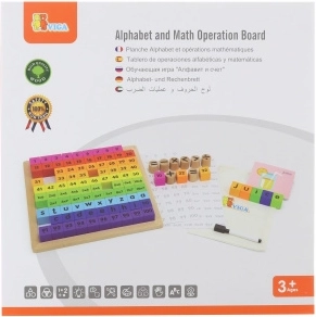 Viga matematyczna tablica operacyjna z literami, liczbami i znakami