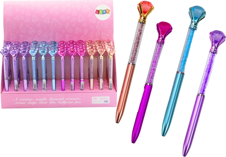 Długopis kulkowy z diamentem, niebieski wkład 0,7 mm, mix kolorów