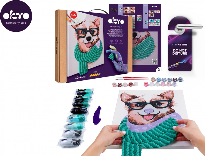 Okto malowanie po numerach i modelowanie 3D – obraz Fashion Corgi 30 × 40 cm