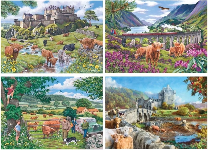 Puzzle Wędrówki po szkockich wyżynach 4 × 500 elementów