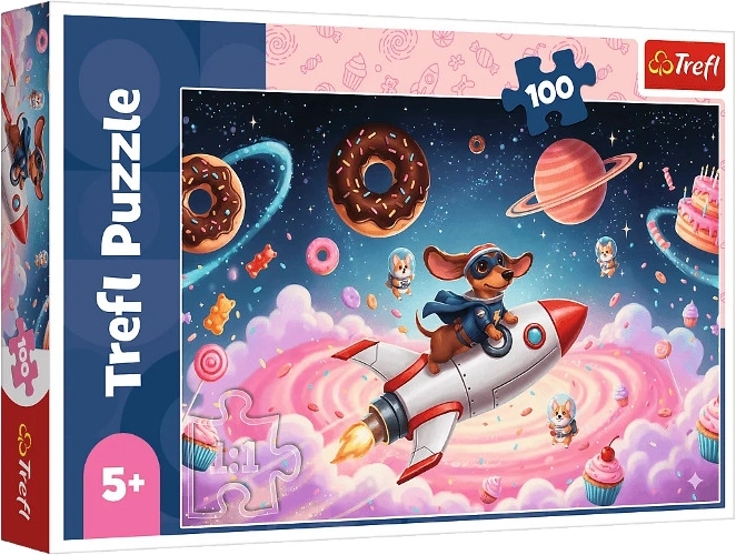 Puzzle 100 elementów – jeżyk na rakiecie