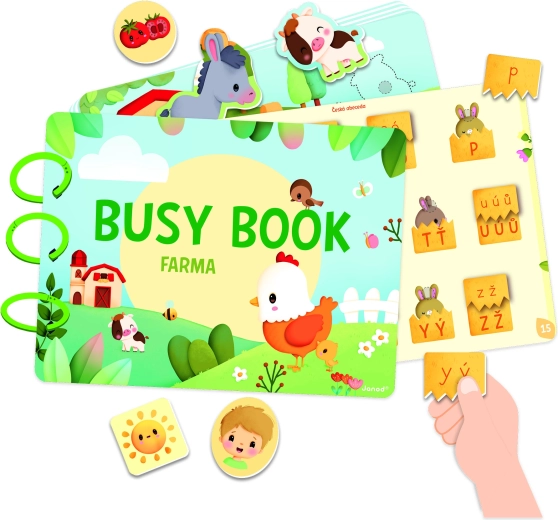Janod Farma Busy Book interaktywna książka z aktywnościami i alfabetem