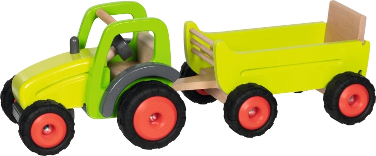 Drewniany traktor z przyczepą Goki Premium
