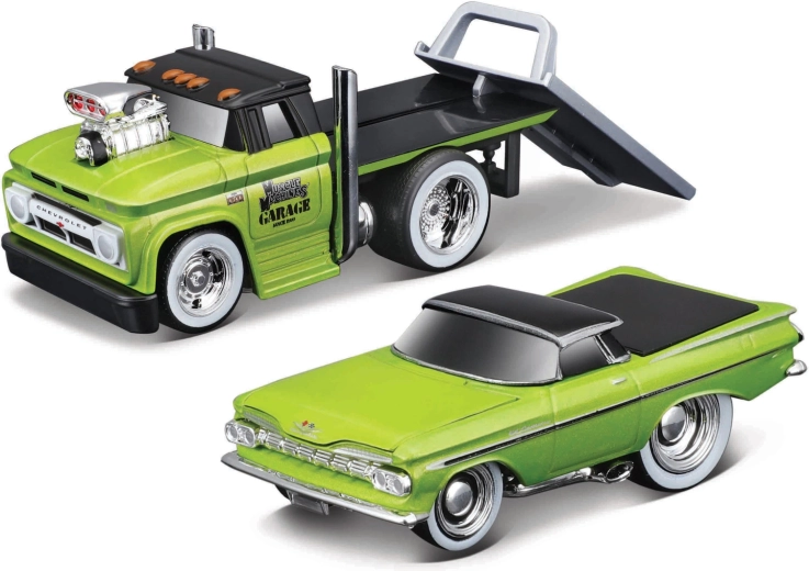 Maisto Muscle Transports 1966 Chevrolet C60 laweta z Chevrolet El Camino 1:64