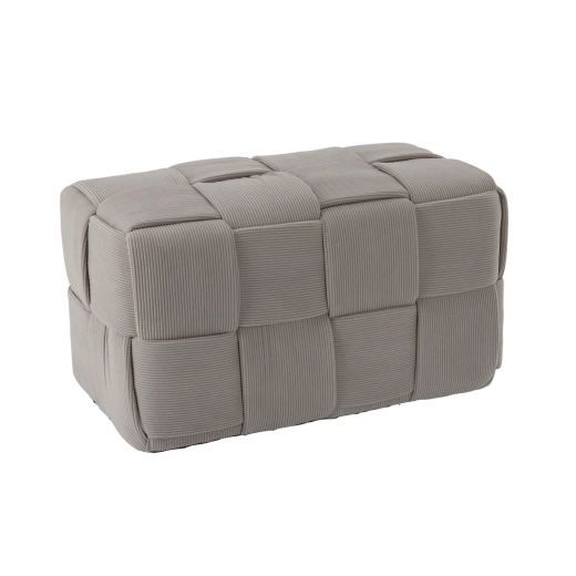 Pufa pleciona prostokątna jasnoszara 60 × 32 × 32 cm