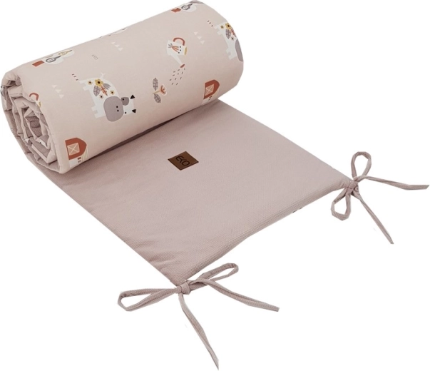 Ochraniacz do łóżeczka EKO Velvet My farm powder pink 180 × 35 cm