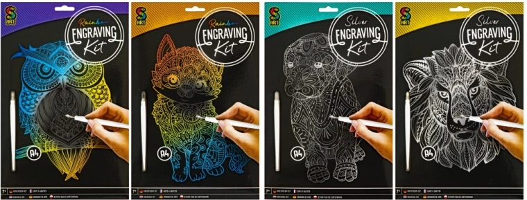 GRAFIX tęczowy zdrapywany obrazek kot