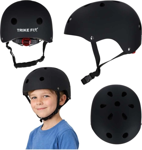 Dziecięcy kask rowerowy TRIKE FIX z LED, rozmiar S 48–54 cm, czarny
