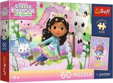 Trefl Premium Plus Kids puzzle dla dzieci Gabby i kocie przygody 60 elementów