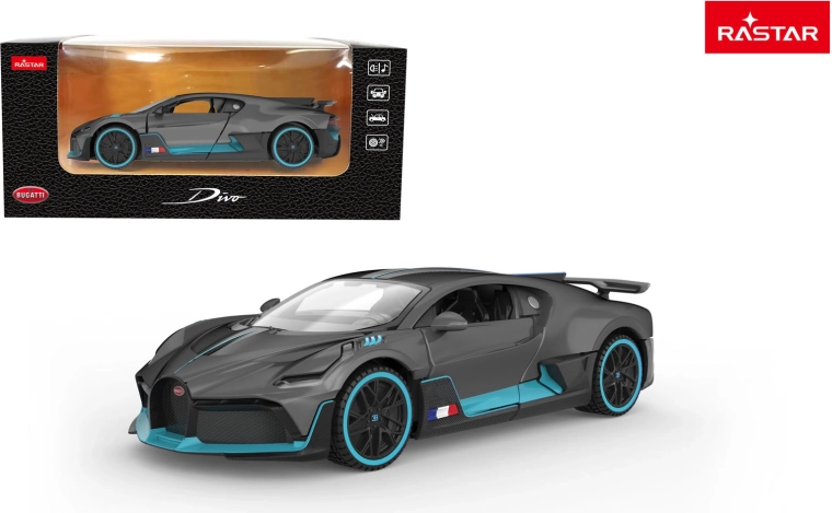Metalowy samochodzik Bugatti Divo 1:32 szary Rastar