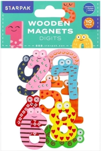 Drewniane magnesy z cyferkami – zestaw 10 szt.
