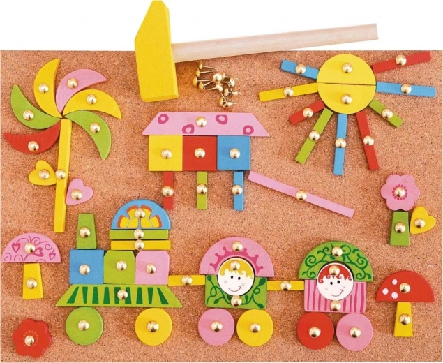 Korkowa zabawka z gwoździkami dla dziewczynek – kreatywna drewniana mozaika z pinezkami