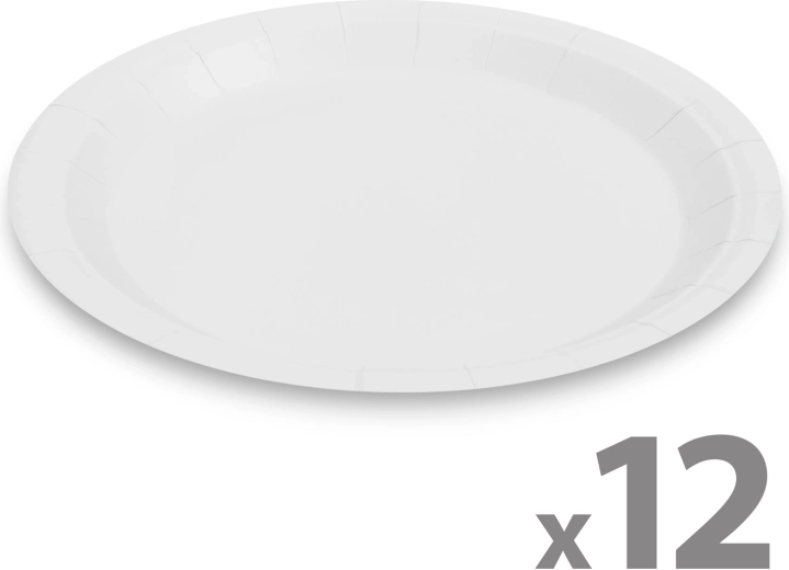 Zestaw białych papierowych talerzy 23 cm, 12 szt.