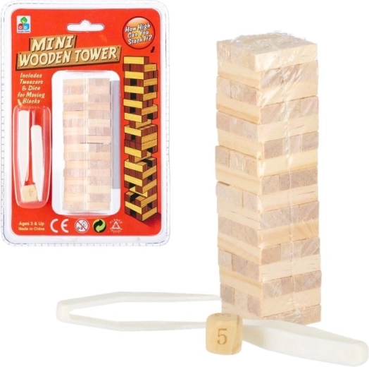 Drewniana wieża mini gra 48 elementów