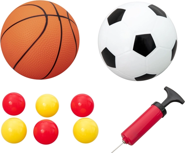 Wszystko w zestawie, w tym pompka i piłki