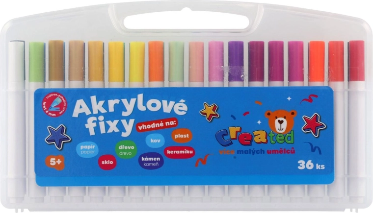 Zestaw markerów akrylowych 36 szt. w plastikowym pudełku