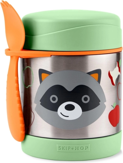 Skip Hop Zoo termos na jedzenie ze sporkiem (łyżko-widelcem) Szop pracz 325 ml