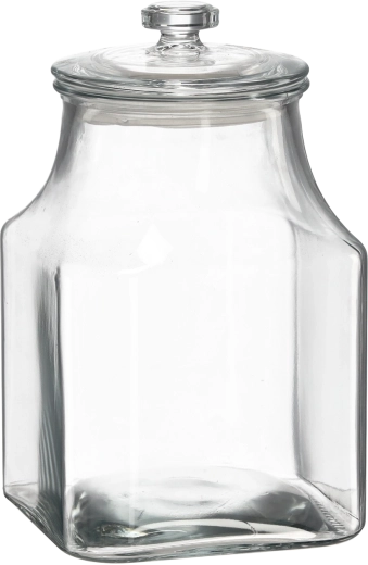 Szklany kwadratowy słoik 3,3 l ze szklaną pokrywką