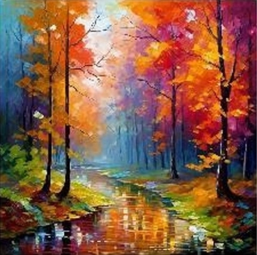NORIMPEX Malowanie po numerach Rzeka jesienią w lesie 40 × 50 cm