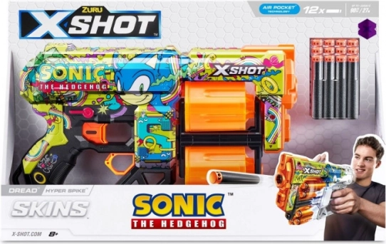 X-Shot Skins Dread Sonic – piankowy pistolet na strzałki, bębenkowy magazynek 12 szt.