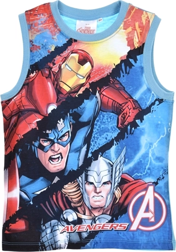 Dziecięcy top Avengers z motywem Iron Mana, Kapitana Ameryki i Thora, turkusowy