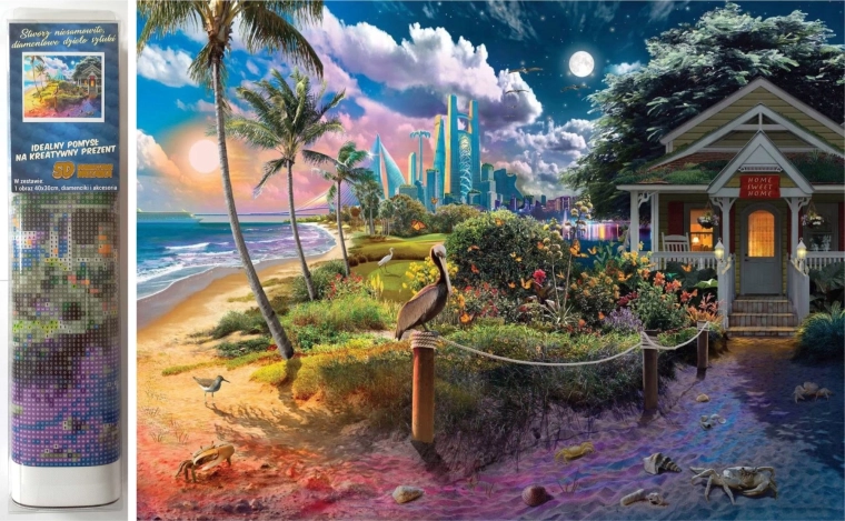 NORIMPEX malowanie diamentowe – dom na plaży 30 × 40 cm