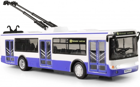 Trolejbus z czeskimi zapowiedziami przystanków 28 cm niebieski