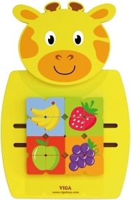 VIGA Montessori drewniana tablica manipulacyjna w kształcie żyrafy z certyfikatem FSC
