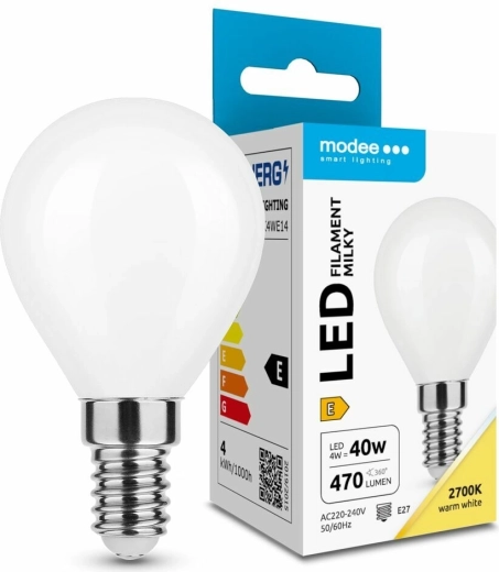 Modee LED żarówka Filament Milky Globe Mini G45 4 W E14 ciepła biel