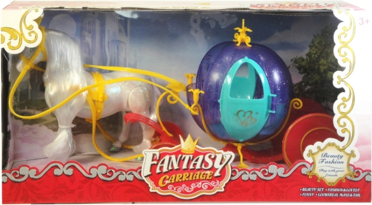 Magiczny zestaw powozu z lśniącym koniem dla lalek