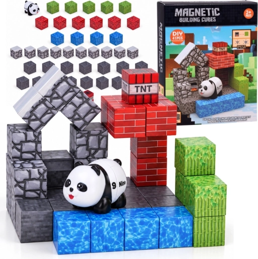 Magnetyczne klocki konstrukcyjne Panda, 41 elementów