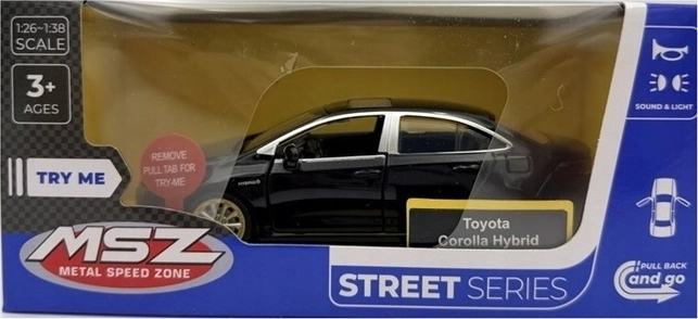 Model auta MSZ Toyota Corolla Hybrid ze światłem i dźwiękiem, czarny