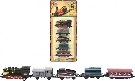 Pociąg z wagonami 5 szt., metal/plastik, 8 cm, z napędem typu pull-back