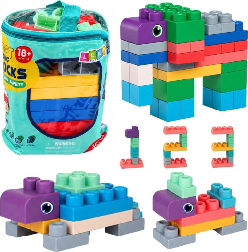 Miękkie sensoryczne klocki konstrukcyjne w torbie dla dzieci, 30 szt.