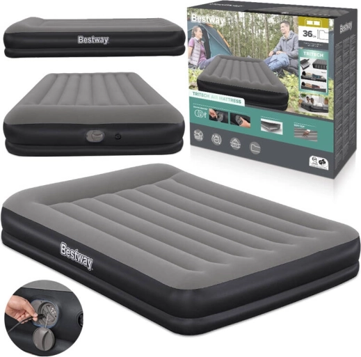 Bestway dmuchany materac Tritech z wbudowaną pompą USB 152 × 203 × 36 cm