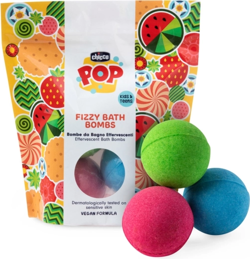 Chicco POP musujące kule do kąpieli dla dzieci i nastolatków 3 szt.