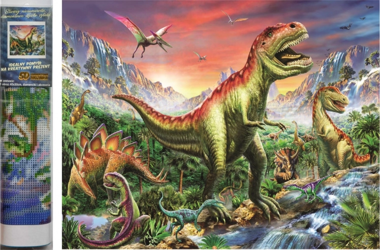 Malowanie diamentowe Władca prehistorii 30 × 40 cm