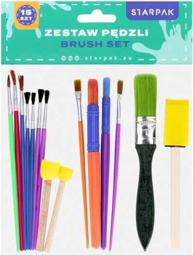Zestaw pędzli malarskich i aplikatorów piankowych 15 szt.