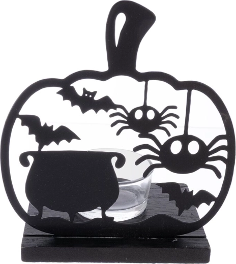 Czarny metalowy świecznik Halloween