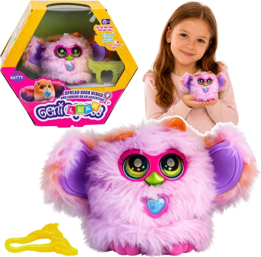 Genie Pets interaktywny pluszowy stworek ze światłami i dźwiękami z przypinką, fioletowy