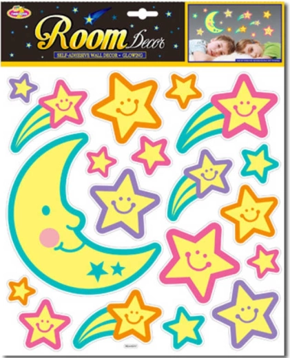 Naklejane świecące dekoracje „nocne niebo” – księżyc i gwiazdy