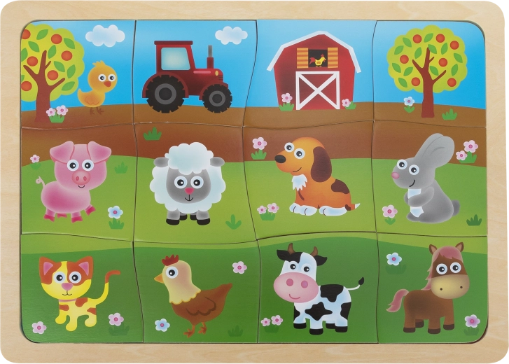 Drewniane puzzle dla dzieci ze zwierzętami z farmy